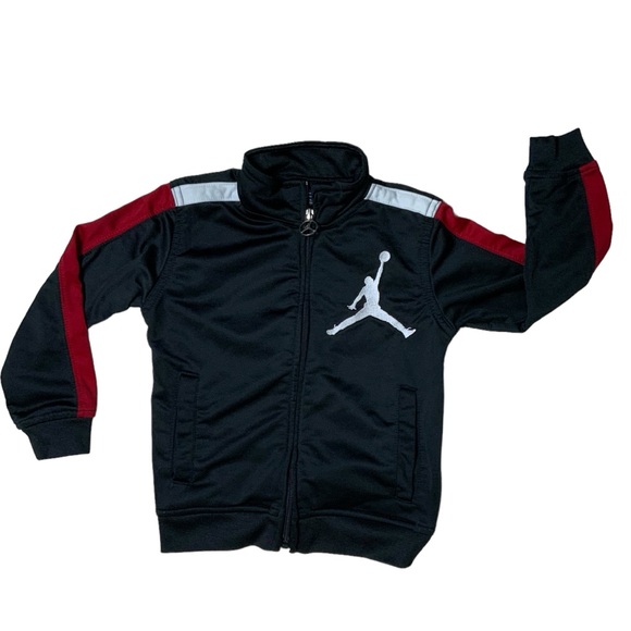 Air Jordan Jacket Zip Up Basketball Starter Red White Stripe Black Boys 4T - Picture 9 of 16